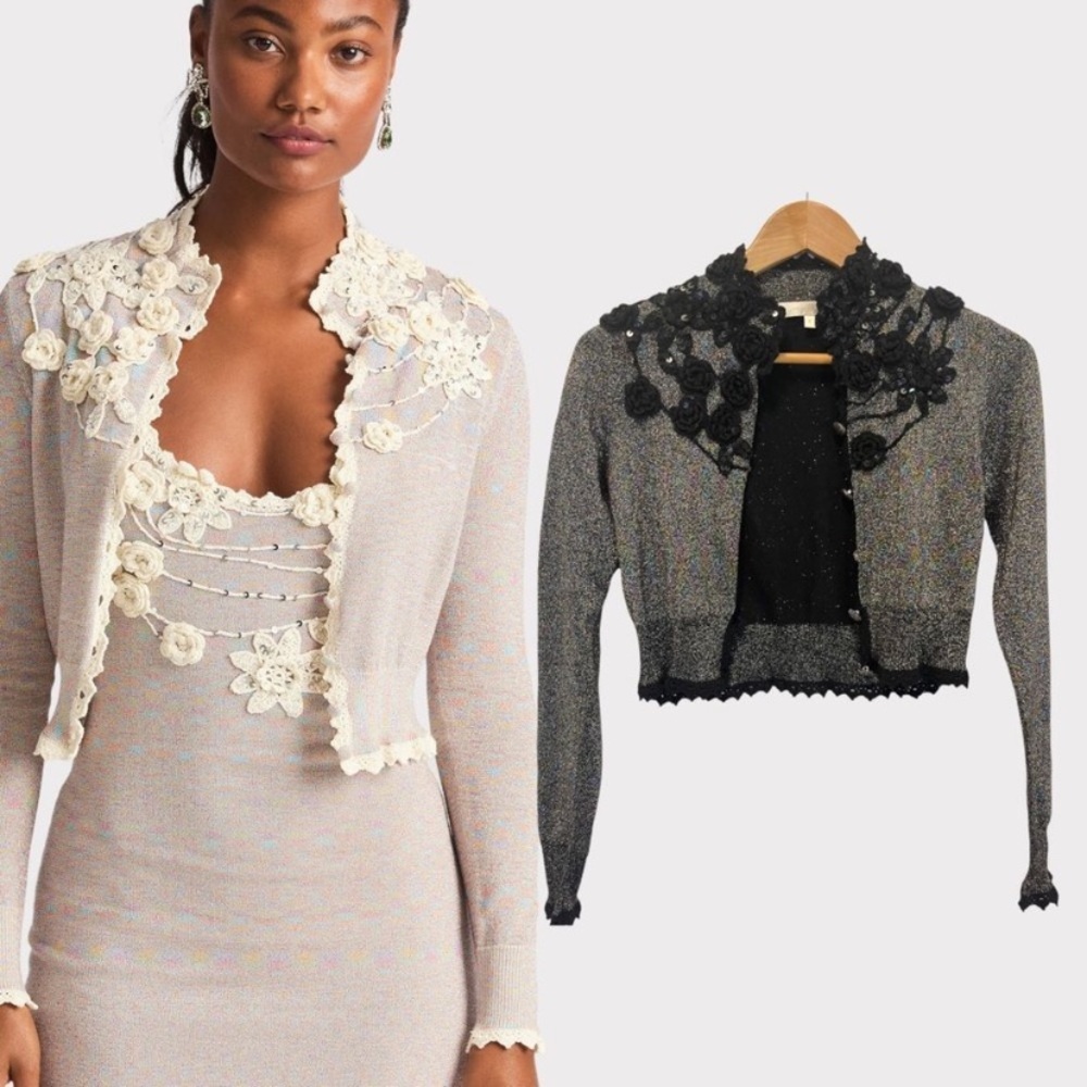 Loveshack fancy Melon cropped cardigan rare